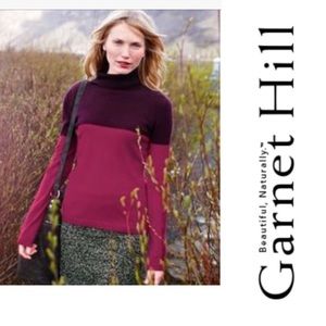 Garnet Hill Colorblock Turtle Neck Cashmere
